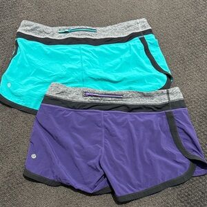 Lululemon Shorts size 10 euc lolo purple and oasis teal
